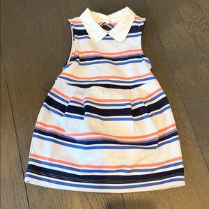 Janie and Jack Navy and Coral Striped Ponte Dress